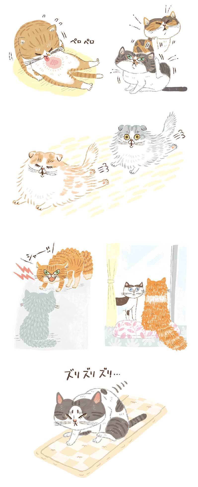 ベネッセコーポレーション<ねこのきもち>動物 猫 カットイラスト制作 イラストレーターStudioCUBE.